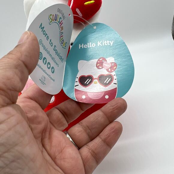 Sanrio Hello Kitty Squishmallow Red Outfit with Heart sunglasses NWT 6.5" - Picture 4 of 5